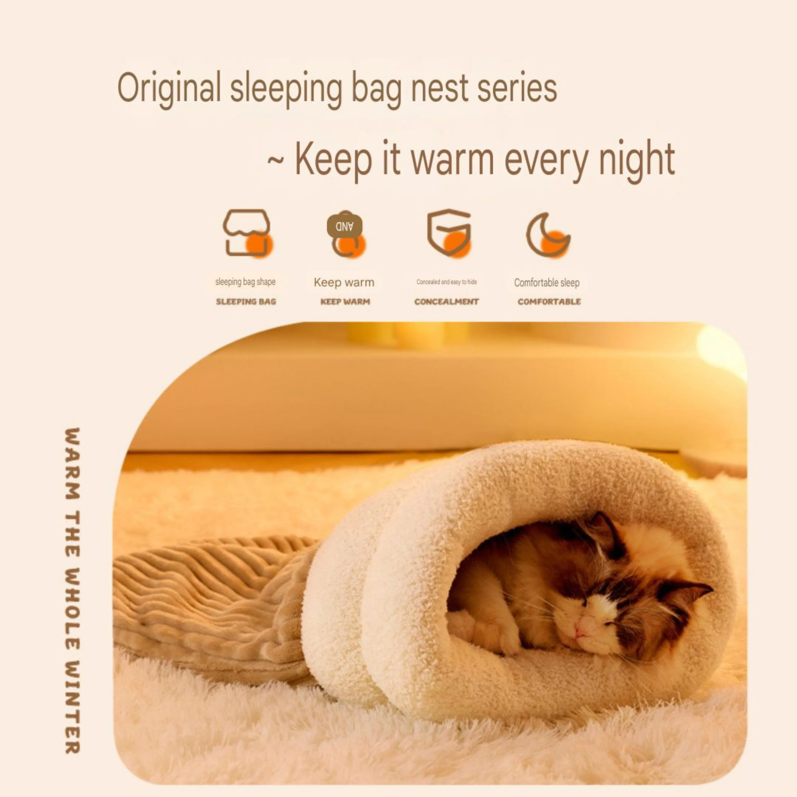 Cozy Sleeping Bag Nest for Cats