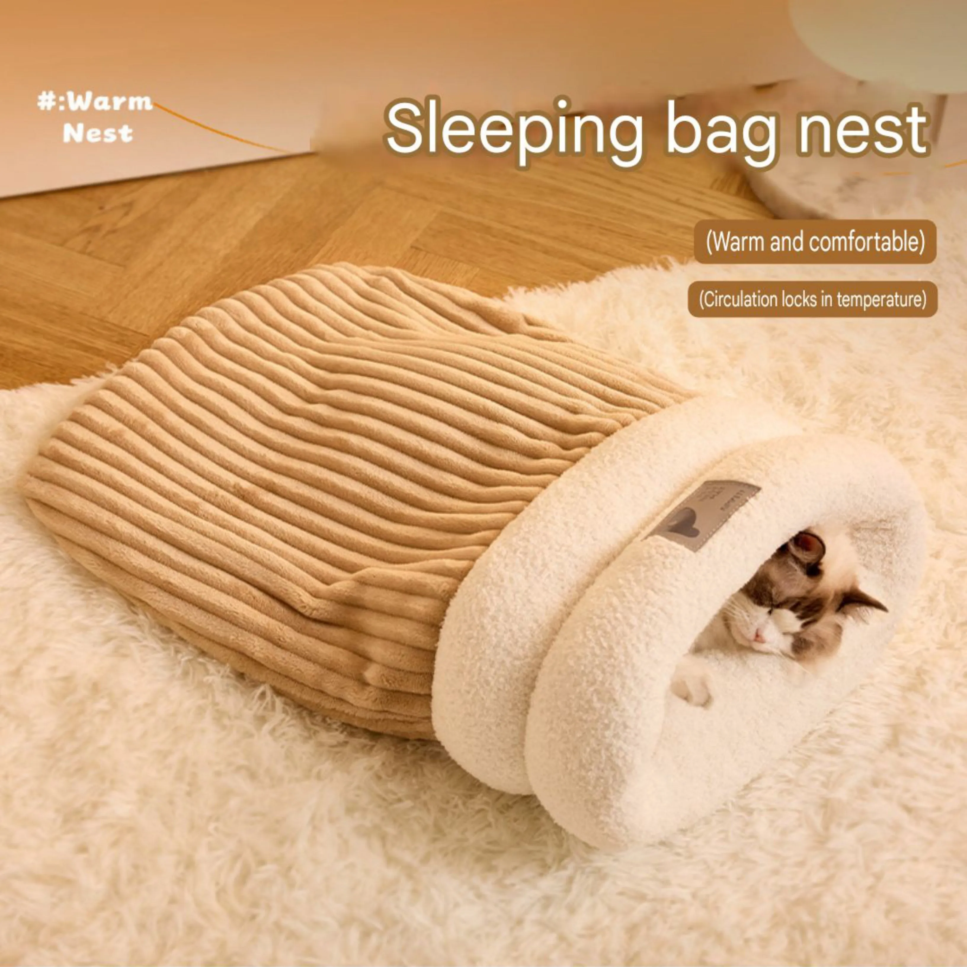 Cozy Sleeping Bag Nest for Cats