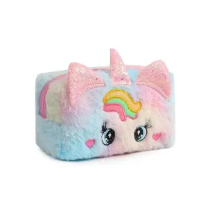 Cute Plush Unicorn Pencil Bag Aesthetic Pencil Cases Girl Kawaii Stationery Bag - Pink