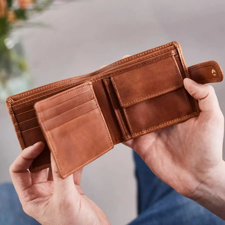 Dad Leather Tri Fold Wallet with RFID