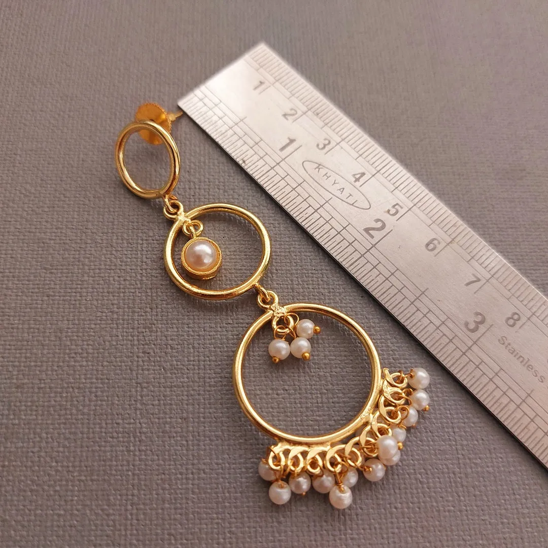 Dangler Earrings :  Pearly Golden Cascade