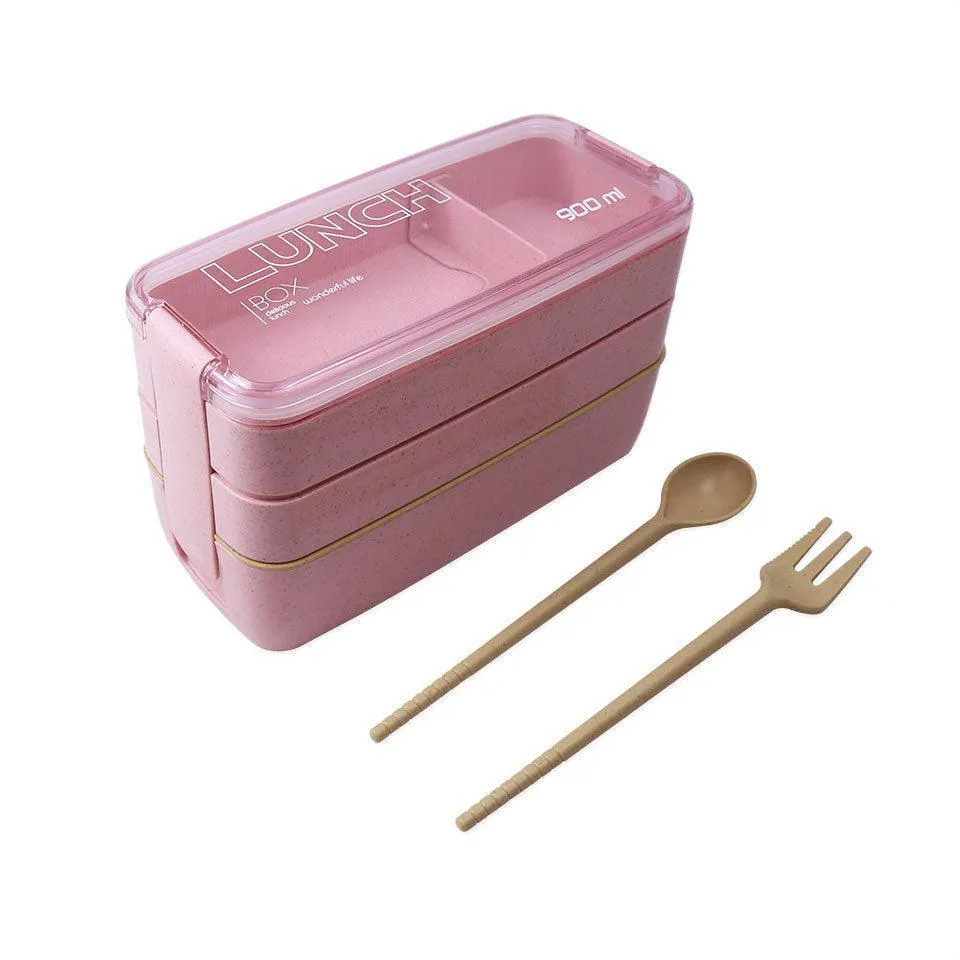 Eco-Friendly 3-Tier Bento Box Set with Stylish Tote Bag