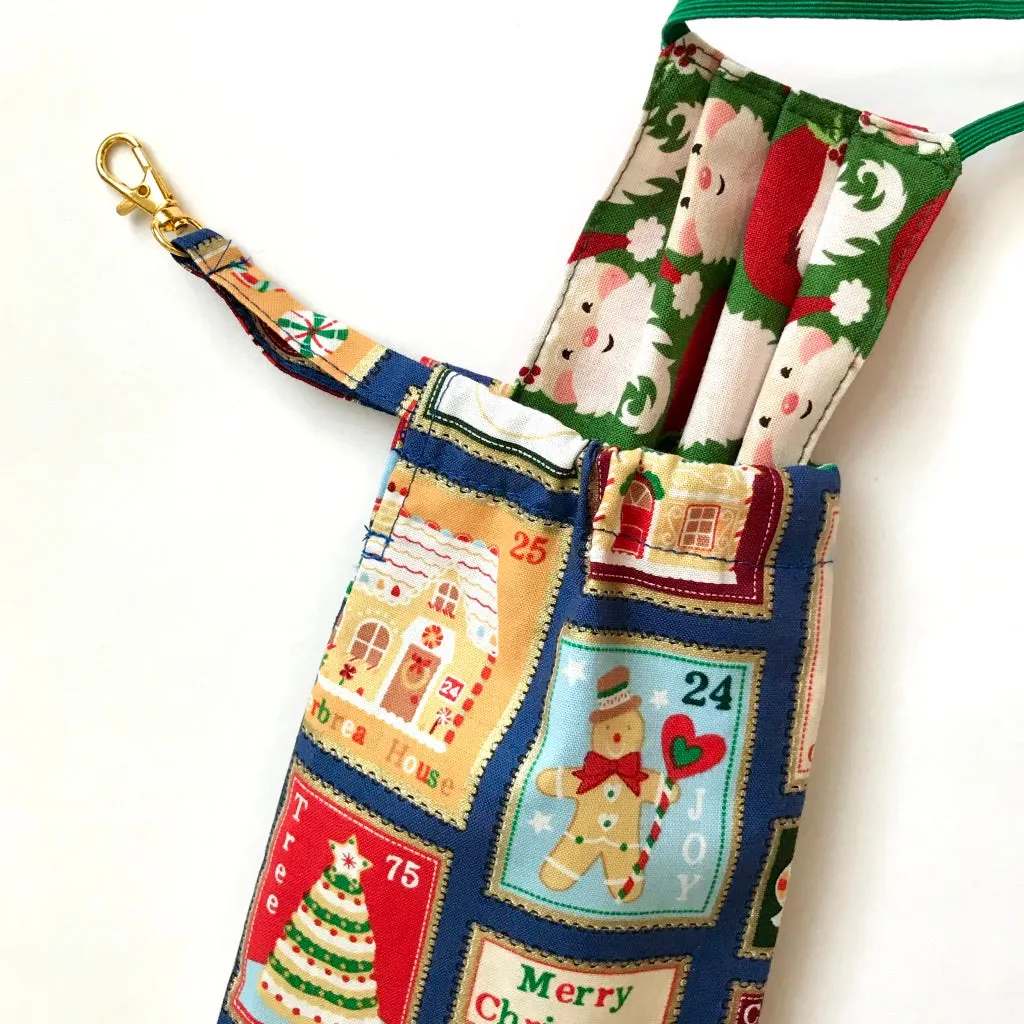 Eco Mask Beanie Clip-On Carrier Bag Festive Stamps