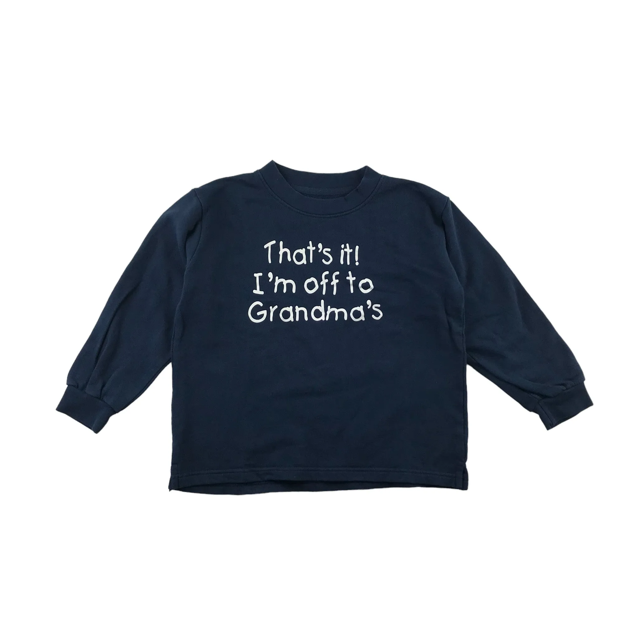 Edward Sinclair sweater 5-6 years navy graphic text print cotton