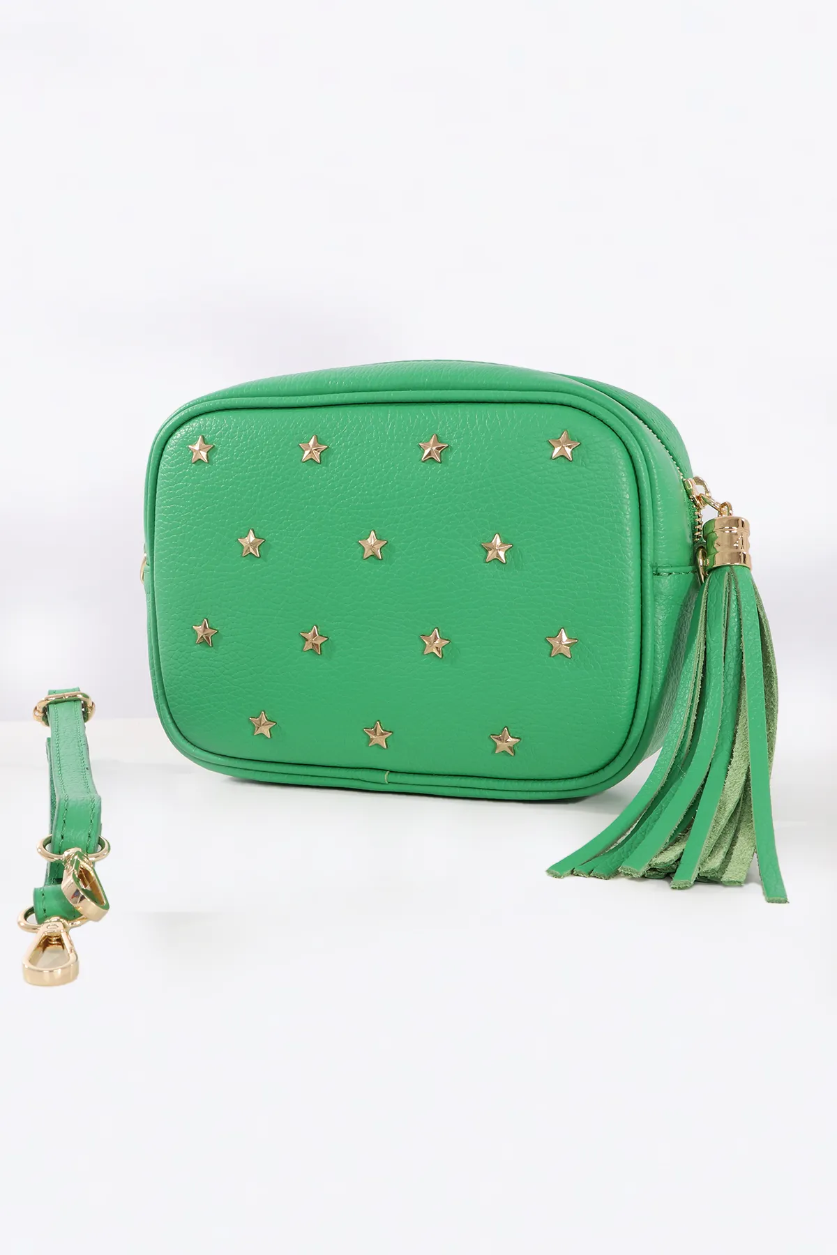 Eloise Star Studded Crossbody Bag - Green, Pebbled