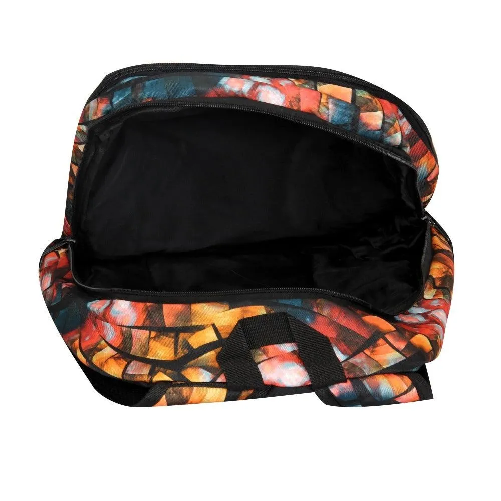 FabSeasons Orange with Multicolor Polyester Graphic Printed Backpack