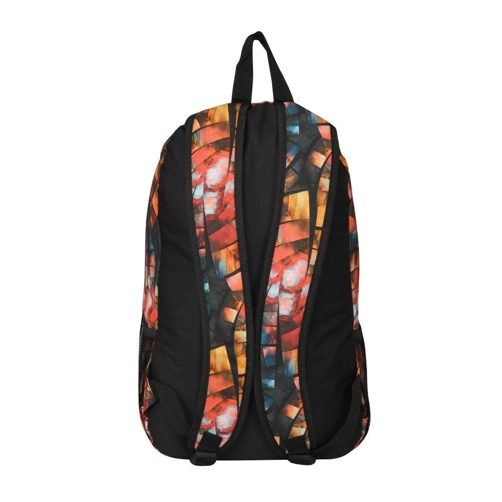 FabSeasons Orange with Multicolor Polyester Graphic Printed Backpack