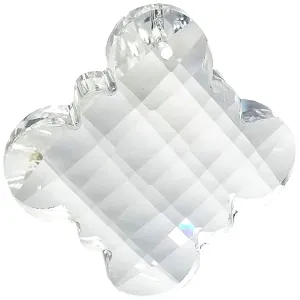 Faceted Clover Crystal 2.5 inches Clear Prism with One Hole on Top