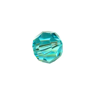 Faceted Round Bead Crystal 8mm Antique Green Prism with Hole Through