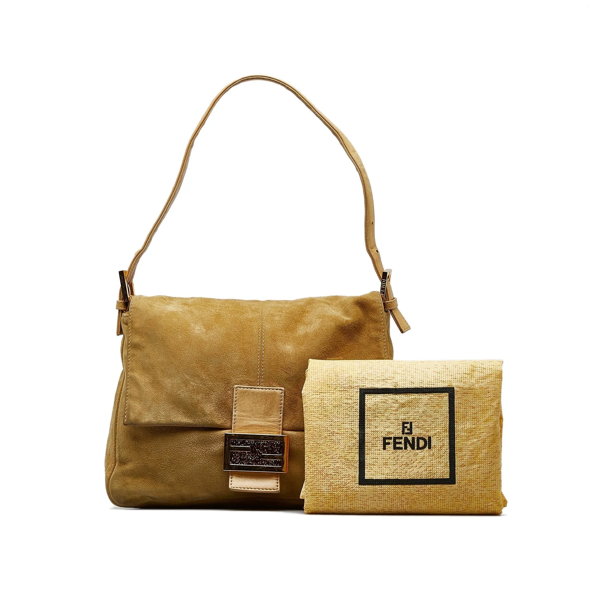 FENDI Suede Mamma Forever Shoulder Bag