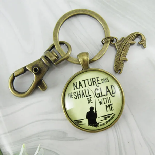 Fisherman Keychain, Rustic Key Ring Gift for Outdoorsman or Sportsman