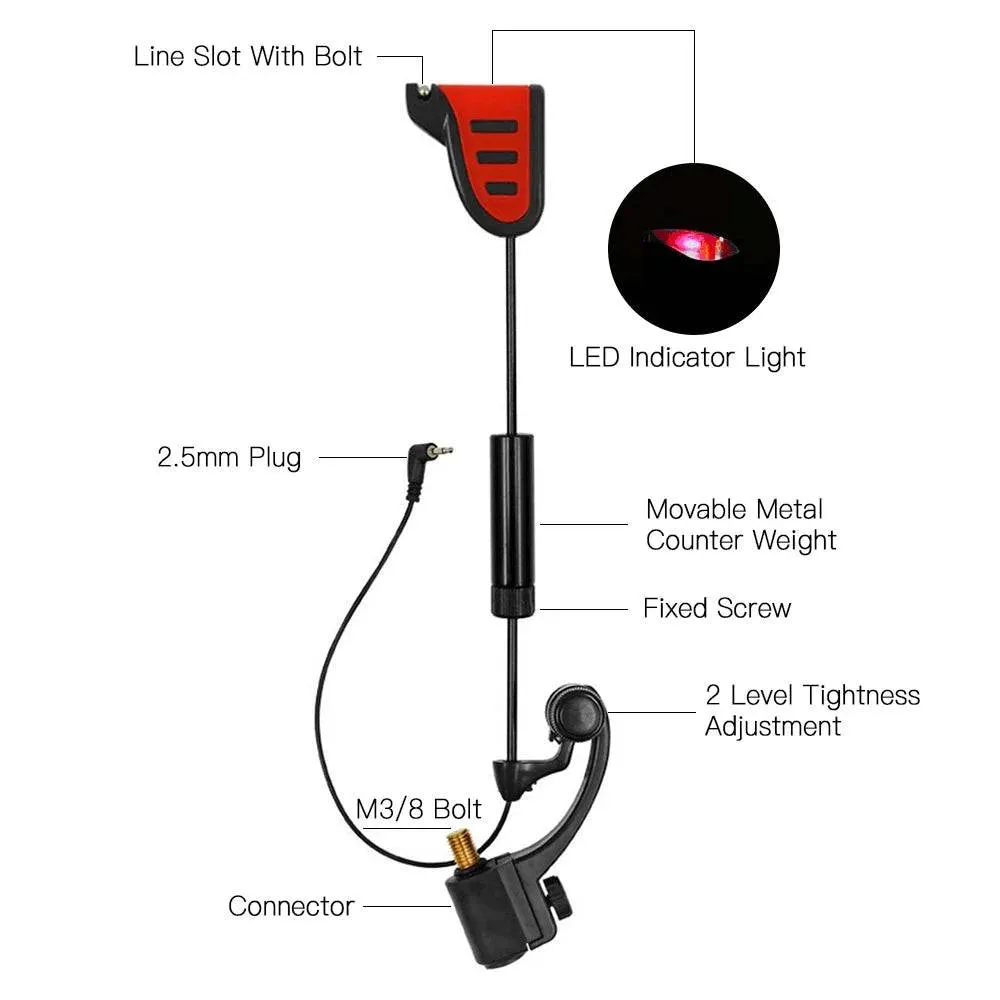 Fishing Swinger Set LED Bite Indicator Illuminated Swinger with Storage Case Fishing Tackle For Outdoor Fishing