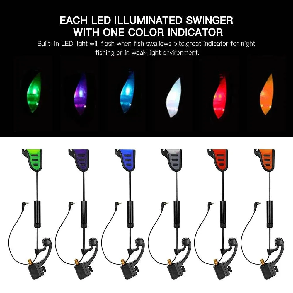 Fishing Swinger Set LED Bite Indicator Illuminated Swinger with Storage Case Fishing Tackle For Outdoor Fishing