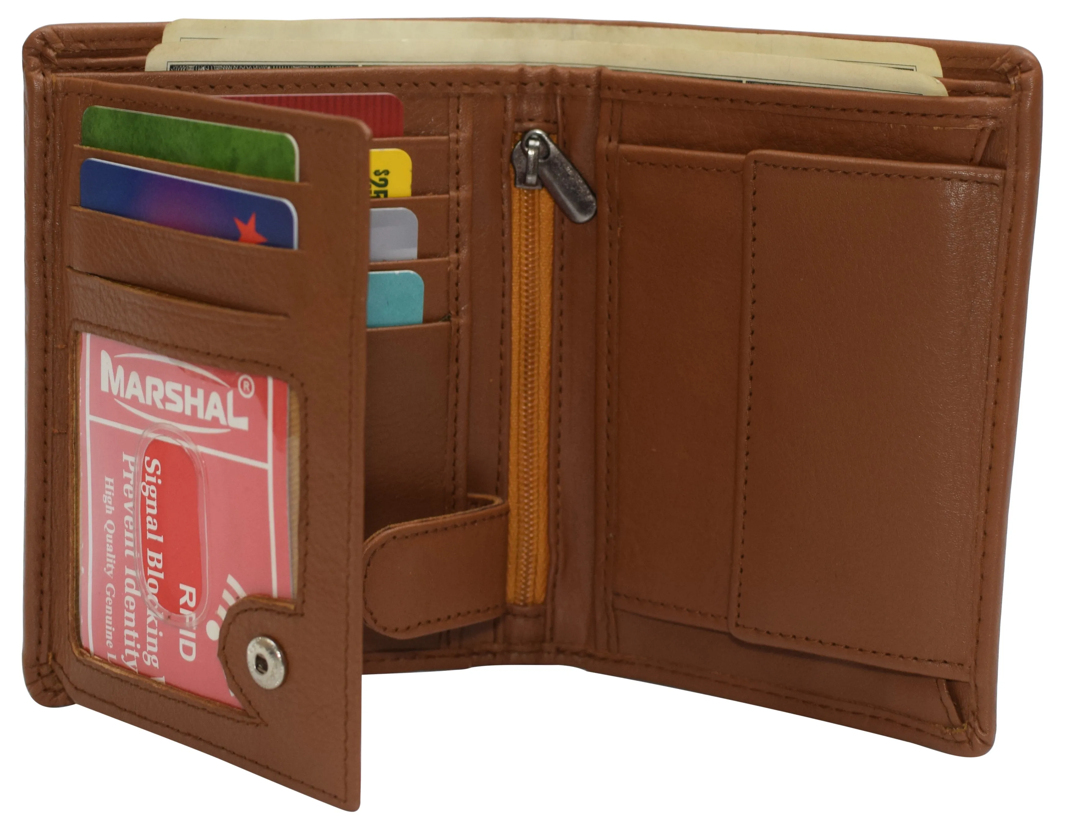 Genuine Leather RFID Signal Blocking Wallets For Men - Large Capacity - Hipster Bifold Multi Credit Card Holder