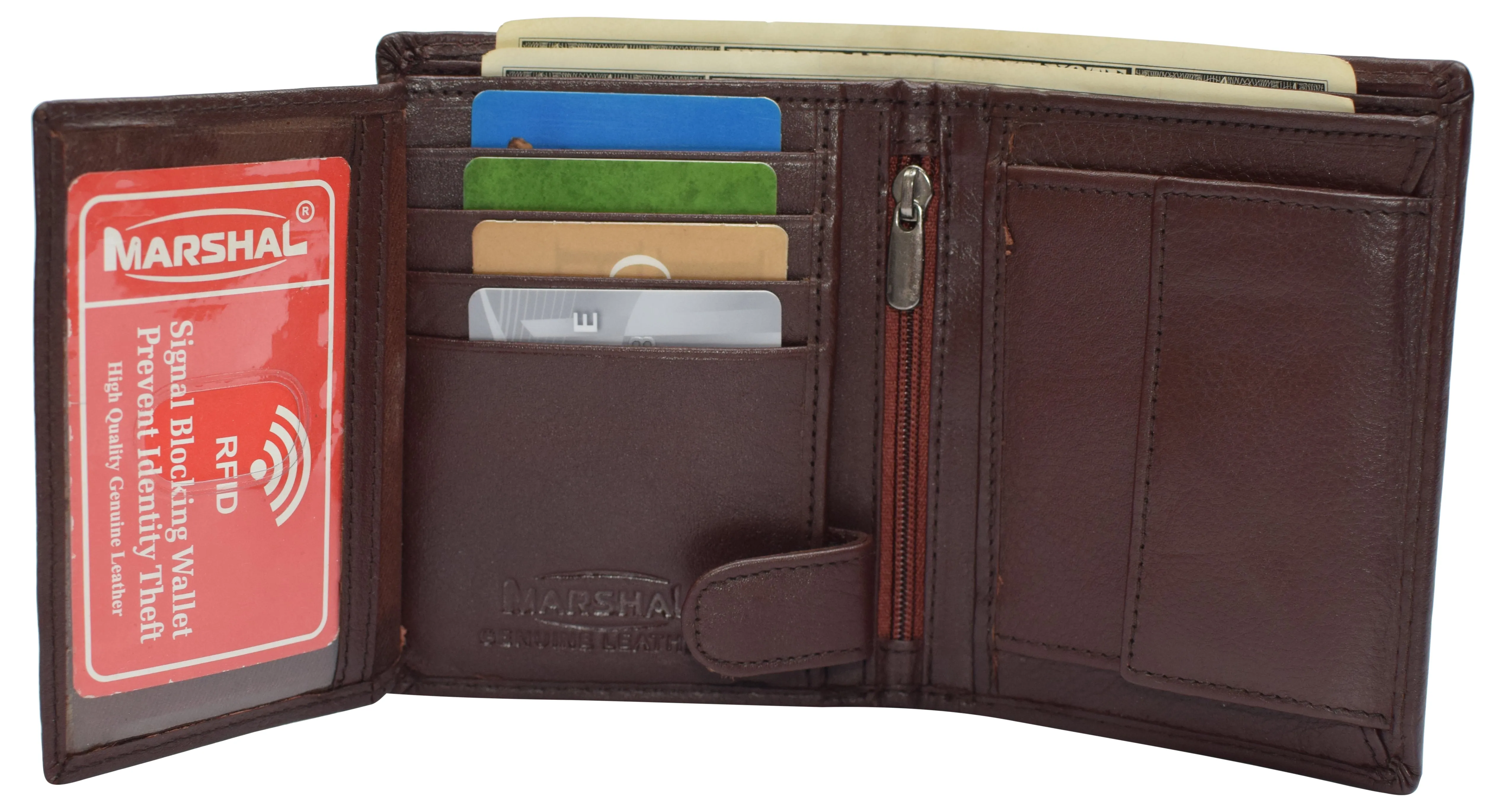 Genuine Leather RFID Signal Blocking Wallets For Men - Large Capacity - Hipster Bifold Multi Credit Card Holder