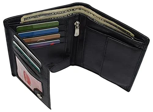 Genuine Leather RFID Signal Blocking Wallets For Men - Large Capacity - Hipster Bifold Multi Credit Card Holder