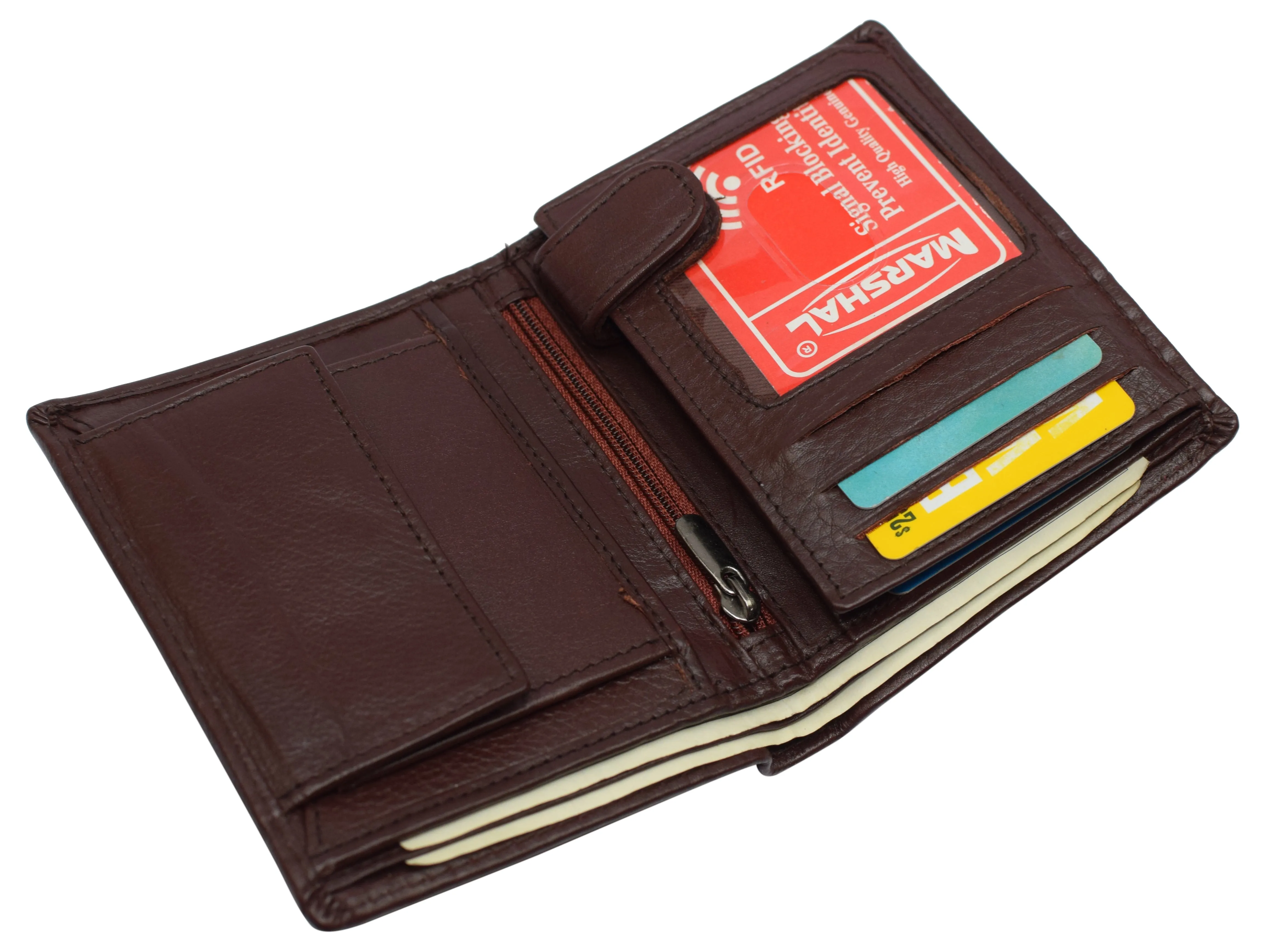 Genuine Leather RFID Signal Blocking Wallets For Men - Large Capacity - Hipster Bifold Multi Credit Card Holder