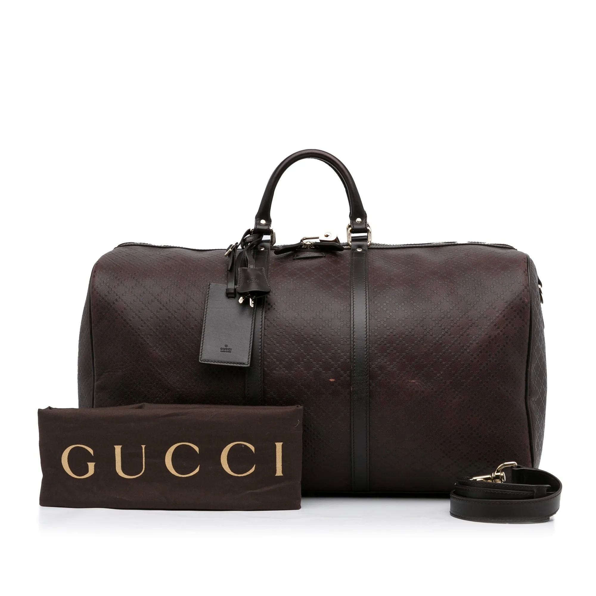 Gucci Travel Bag Large Brown Diamante Bright Brown