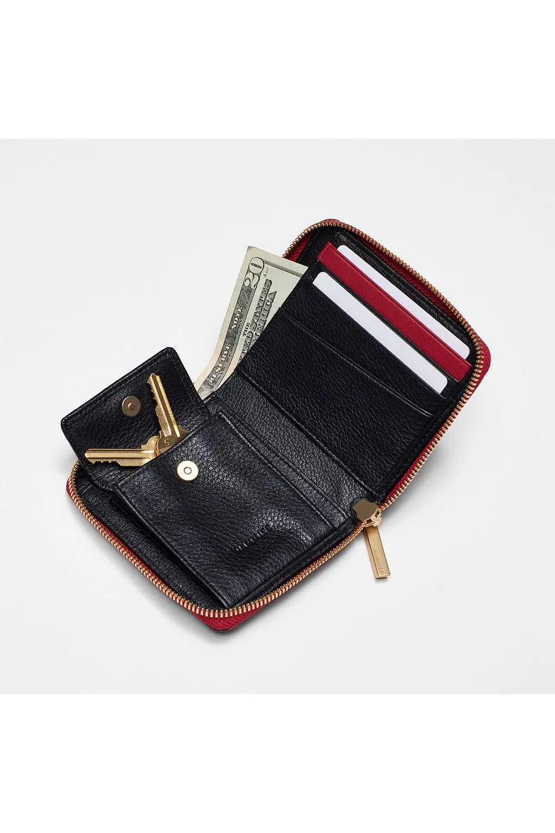 Hammitt 5 North Wallet 4586 | Black/Brushed Gold Red Zip