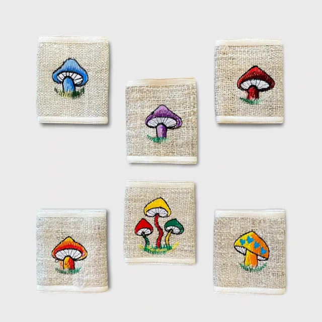 Hemp Wallet - Eco-Friendly Bi-Fold Design with Mushroom Embroidery