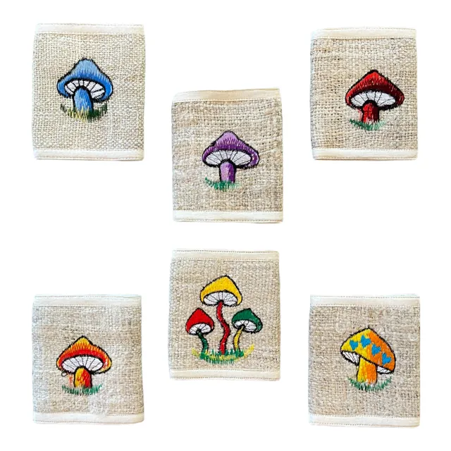 Hemp Wallet - Eco-Friendly Bi-Fold Design with Mushroom Embroidery