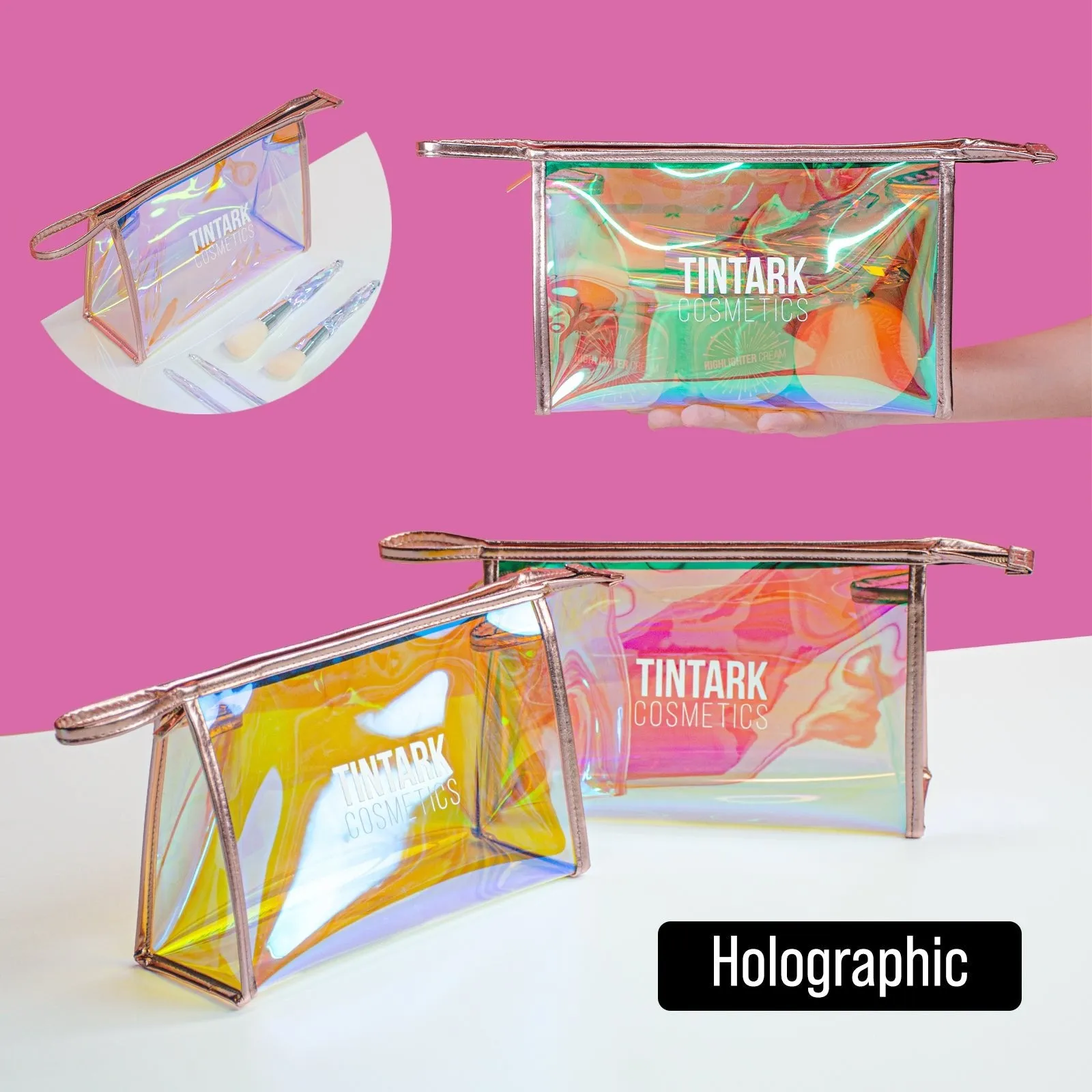 Holographic Makeup Bag   -TPU Material Cosmetic, Toiletry bag