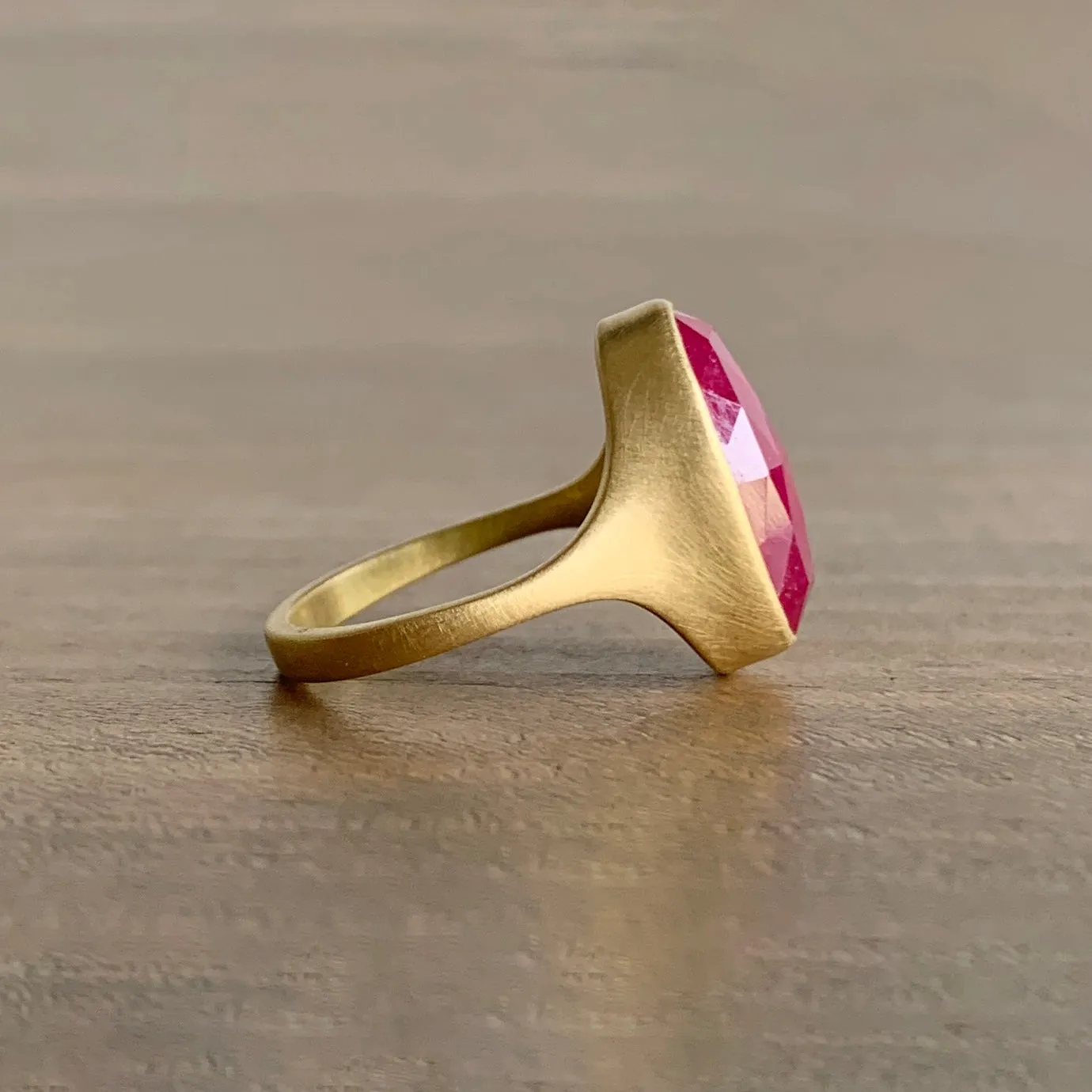 Hot Pink Oval Rose Cut Sapphire Cast Ring