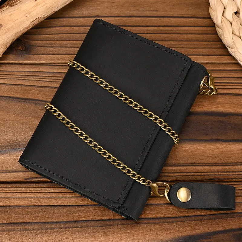 HOT Trade Hot Men's Leather Wallet Crazy Horse Leather Tri-Fold Coin Purse First Layer Cowhide Multiple Card Slots Short Wallet