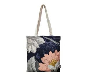 House of Omaya Printed Floral Design Cotton Canvas Tote Bag (Size 34x36 Cms.)