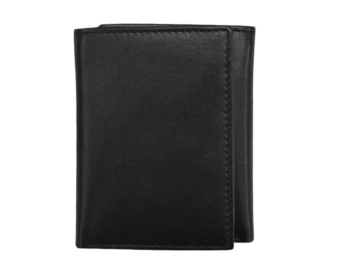 ili New York RFID Trifold Leather Wallet (Black)