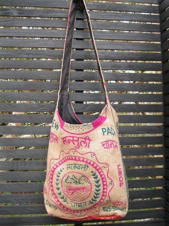 Jute Bag - Himalaya - Green/Pink