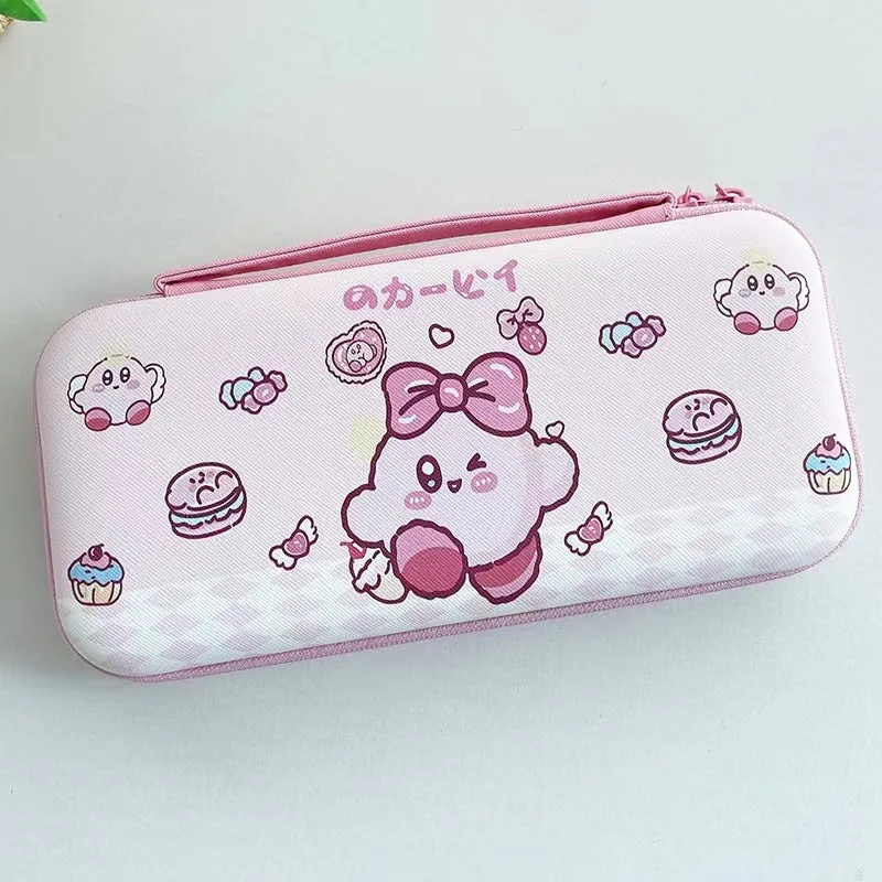 Kirby Inspired Pink Switch OLED Case Cover and Carrying Bag