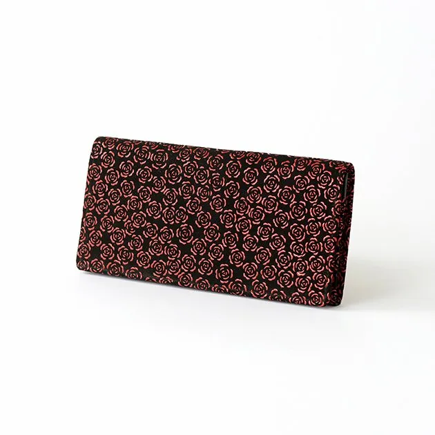 Koshu Inden Japanese Deerskin Leather with Urushi (Japanese Lacquer) Long Wallet - Rose / Gray-Black - ,  Made in Japan,  Japanese Leather Wallet