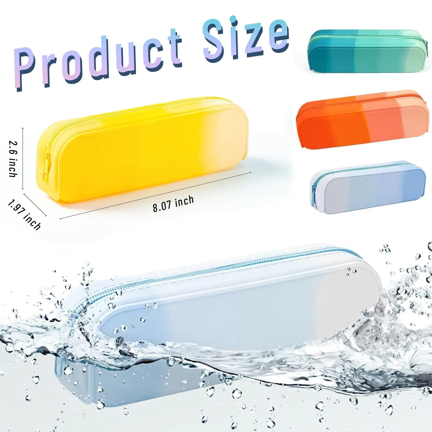 Lakecy 4Pcs Pencil Case  Pencil Pouches Silicone Waterproof Pen Bag for School Office Supplies