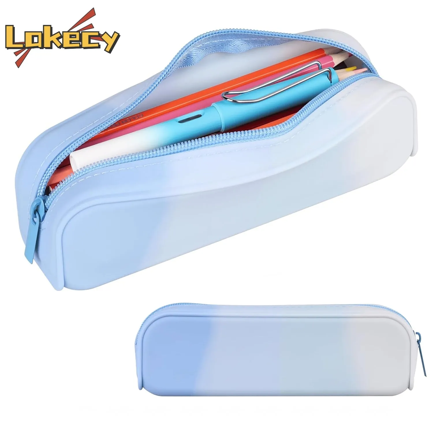 Lakecy 4Pcs Pencil Case  Pencil Pouches Silicone Waterproof Pen Bag for School Office Supplies