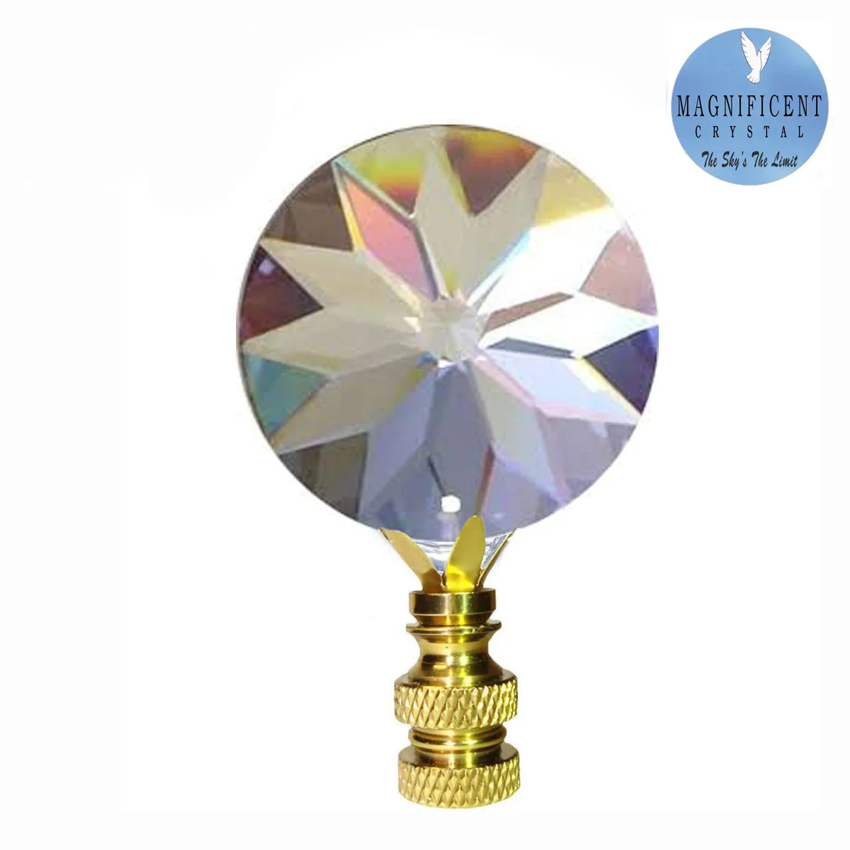 Lamp Shade Finial 40mm Clear Faceted Disk Prism Magnificent Crystal