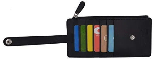 Leather All in One Card Case Holder Slim Wallet With a Card Protection Strap by Marshal