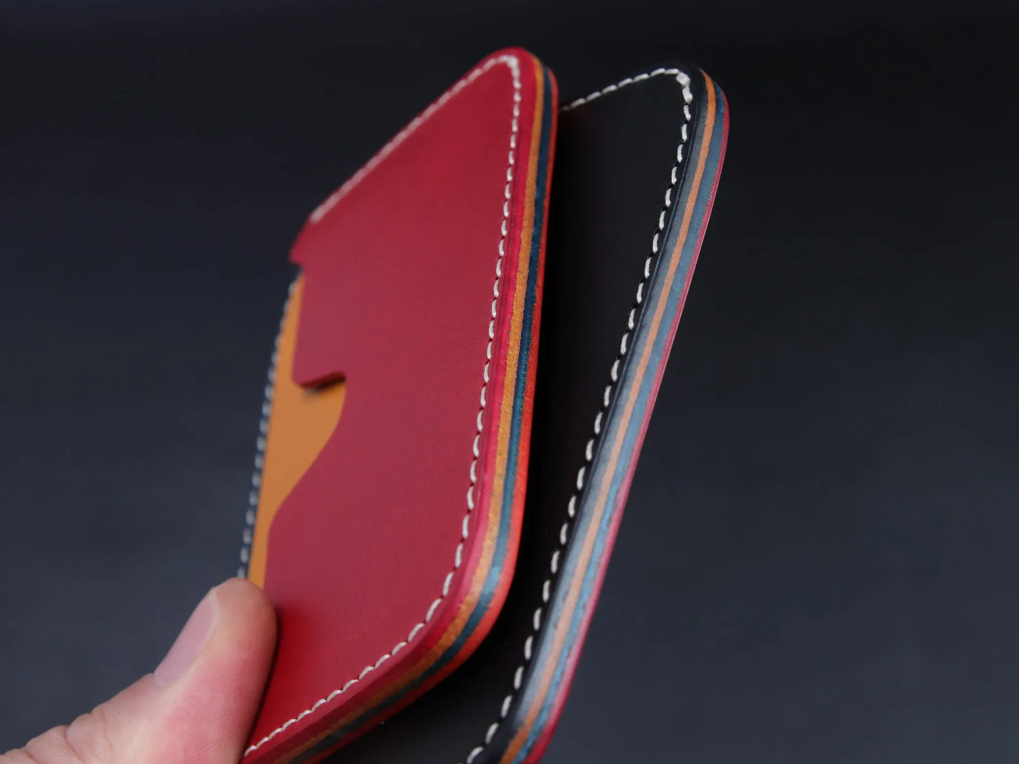 Leather Card Wallet [C-RYNO] -LAYERS SERIES- Card Holder - Premium Italian Veg-Tanned Leather - Personalized Stamp - Handcrafted in USA