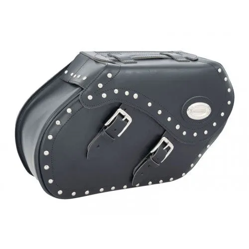 Longride Studded Leather Saddlebags Black - 34 Liters