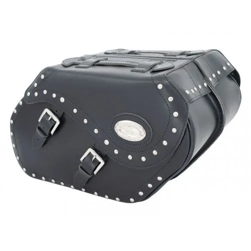 Longride Studded Leather Saddlebags Black - 34 Liters