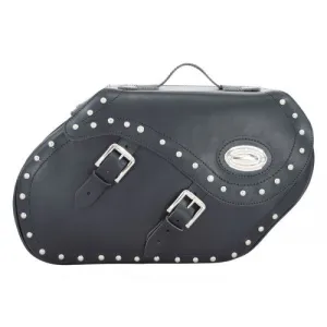 Longride Studded Leather Saddlebags Black - 34 Liters