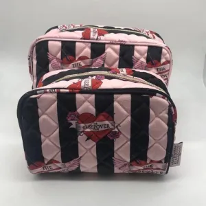 Lovestruck Striped Cosmetic Bags - 2 Pack