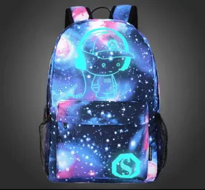 Luminous Anti Theft Canvas Rucksack Print Bag S4675022