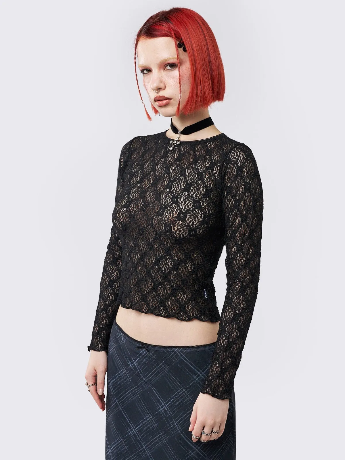 Lyra Black Floral Lace Top