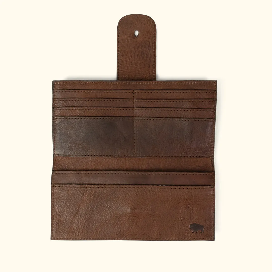 Madison Leather Checkbook Wallet | Dark Hazelnut |