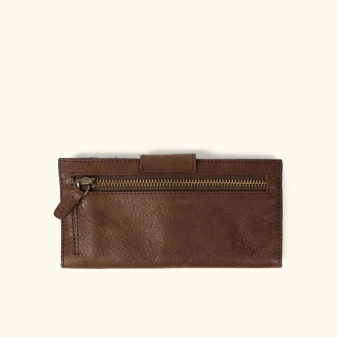 Madison Leather Checkbook Wallet | Dark Hazelnut |