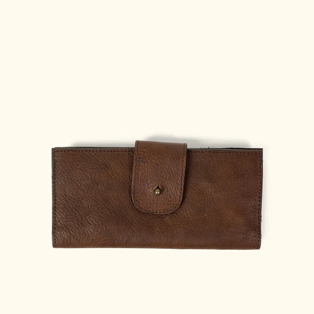 Madison Leather Checkbook Wallet | Dark Hazelnut |