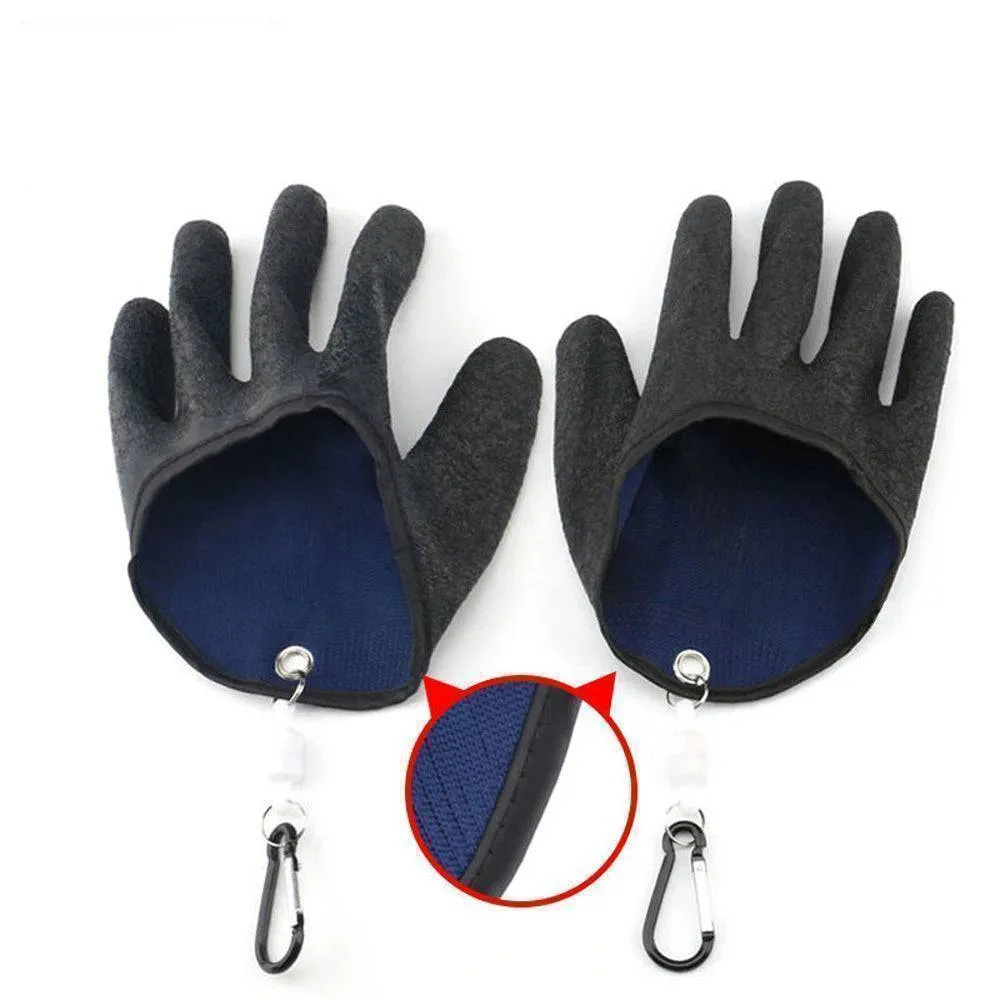 Magnet Release Full Finger Fishing Gloves with Anti-slip and Puncture Resistant Latex - Ideal for Hooks and Tools