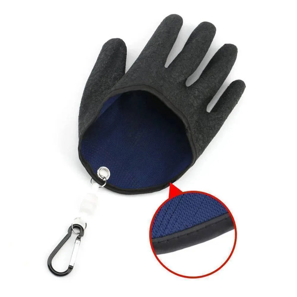 Magnet Release Full Finger Fishing Gloves with Anti-slip and Puncture Resistant Latex - Ideal for Hooks and Tools