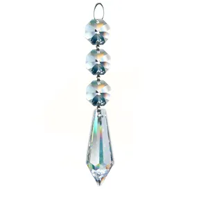 Magnificent Crystal 2-inch Faceted Icicle Prism Clear Crystal Accent with Three Octagon Beads